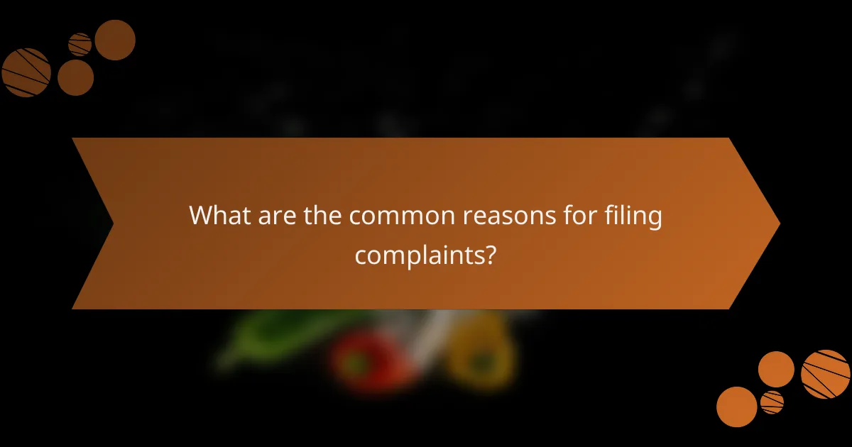 What are the common reasons for filing complaints?