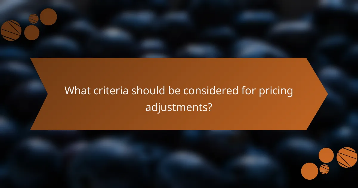 What criteria should be considered for pricing adjustments?